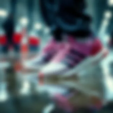 Adidas shoes being tested in a wet environment for slip resistance