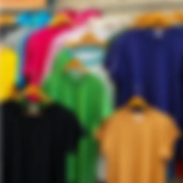 A vibrant display of plus size t-shirts in various styles and colors.