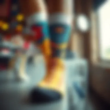 Creative Visualization of Custom Sock Design An artistic representation of the design process for personalized socks.