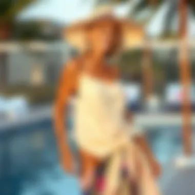 Stylish sarong draped beautifully, enhancing swimwear.