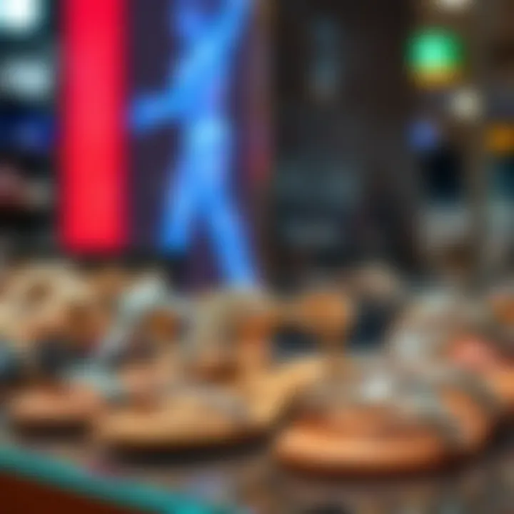 Stylish Display of Blinged Out Flat Sandals A stylish display of various blinged out sandals