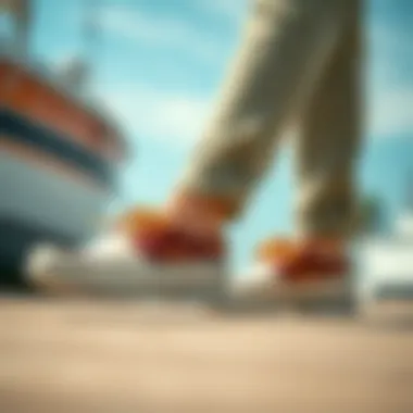 Fashionable pairing of boat shoes with casual attire