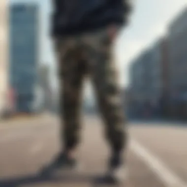 Contemporary streetwear showcasing camouflage joggers