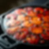 A beautifully seasoned cast iron Korean BBQ pan showcasing its rich texture and sheen