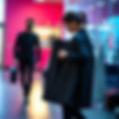 Choreographer utilizing a stylish garment bag to transport dance costumes