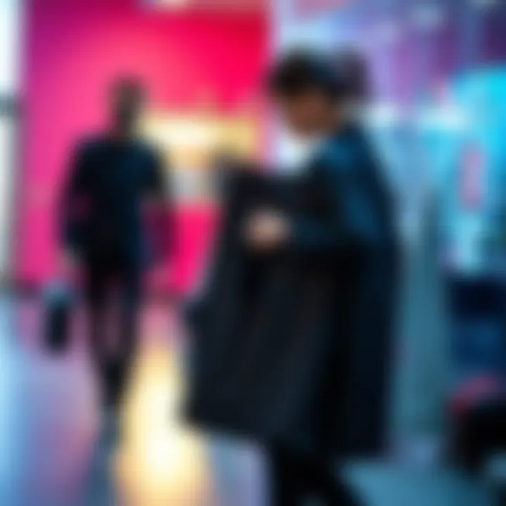 Choreographer utilizing a stylish garment bag to transport dance costumes