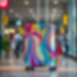 Clear plastic luggage cover with vibrant design