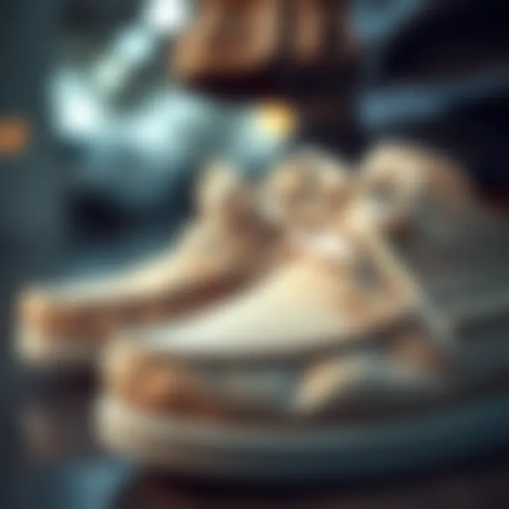 Close-up of breathable material used in boat shoes