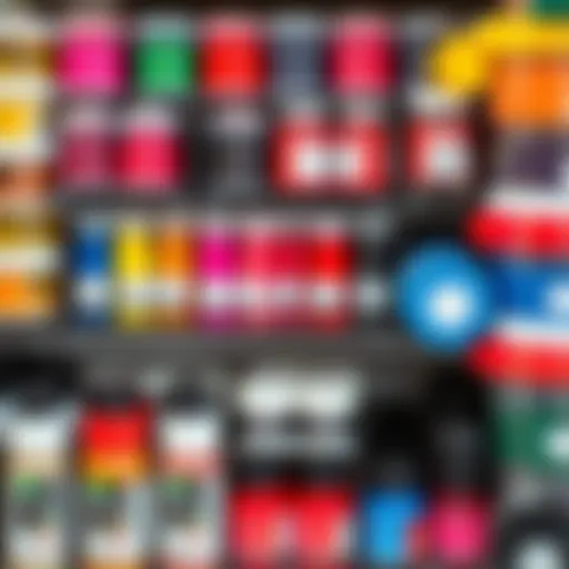 Colorful assortment of paints neatly arranged in containers