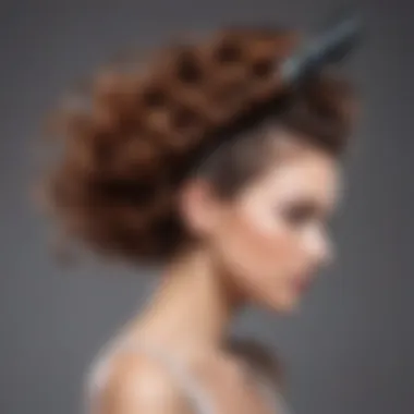 Demonstration of hair styling using a spiral iron