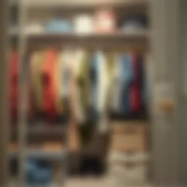 Organized wardrobe with vacuum-sealed bags enhancing accessibility