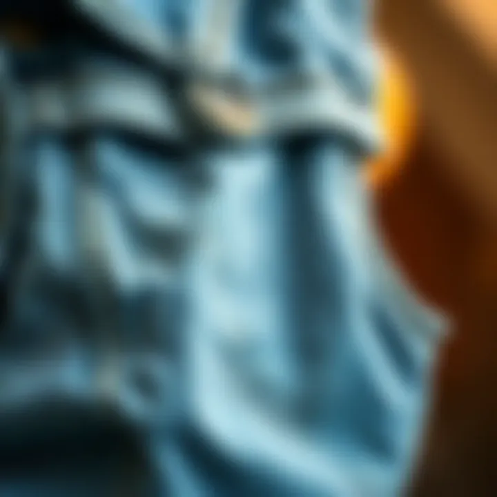 Close-up of the fabric texture of a cropped denim vest