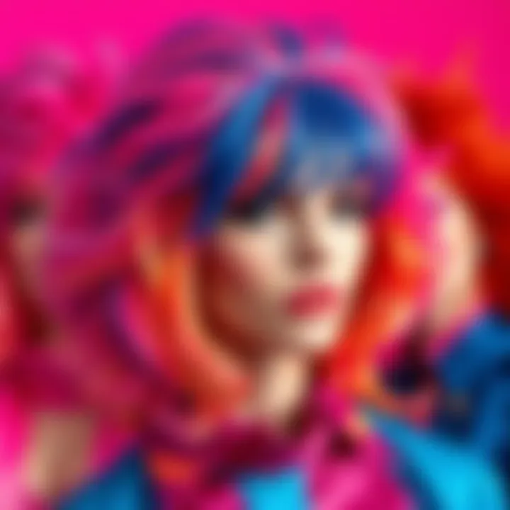 Vibrant 1980s wig styles showcasing bold colors and textures