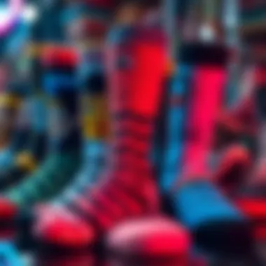 Artistic display of custom socks showcasing unique face designs