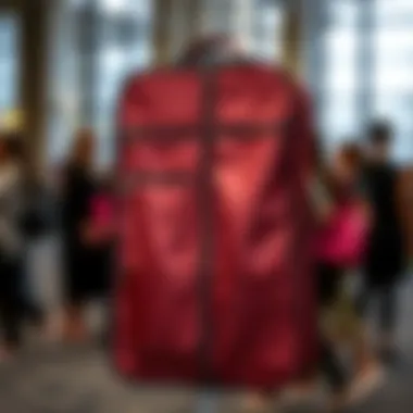 Elegant dance costume garment bag showcasing intricate pocket design