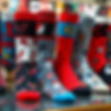 A Spectrum of Creative Designs in Custom Socks A diverse array of personalized socks on display.