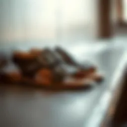 A stylish pair of double buckle sandals showcasing intricate design details