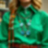 Emerald Elegance: Styling Options Elegant emerald button-up shirt displayed with complementary accessories