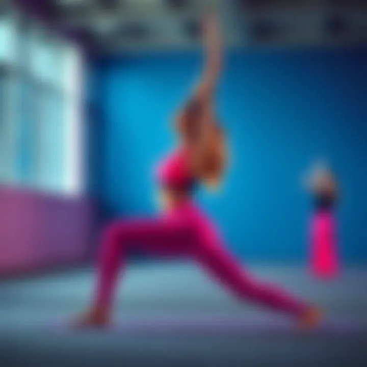 Woman performing yoga in a vibrant activewear set