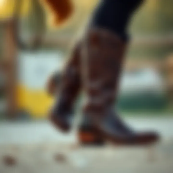 An equestrian wearing well-fitted western riding boots, demonstrating style and comfort.