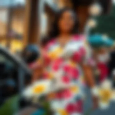 A vibrant plus size two-piece outfit featuring a floral print.