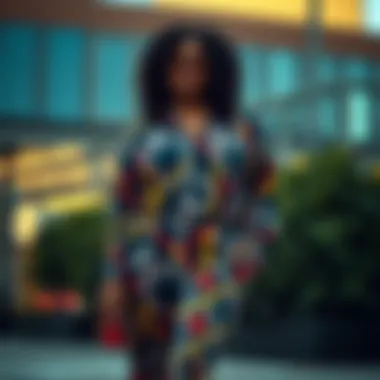 A trendy plus size two-piece ensemble with bold geometric patterns.