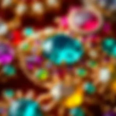 Colorful gemstones embedded in traditional Berber jewelry