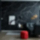 Elegant black marble adhesive paper in a modern interior setting