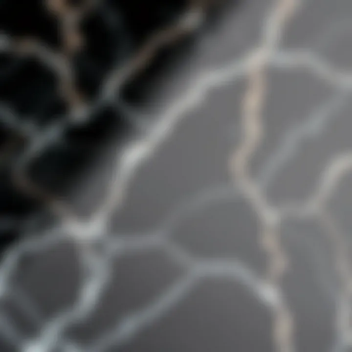 Close-up of black marble adhesive paper showcasing texture and detail