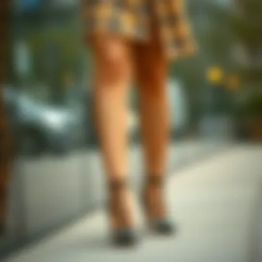 Styling with Braided Kitten Heels A stylish outfit complemented by braided kitten heels.