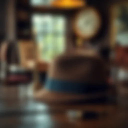 A classic bowler hat on a vintage wooden table