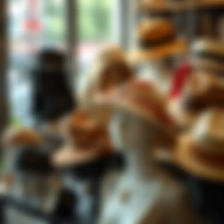 A collection of various British hats displayed on a mannequin