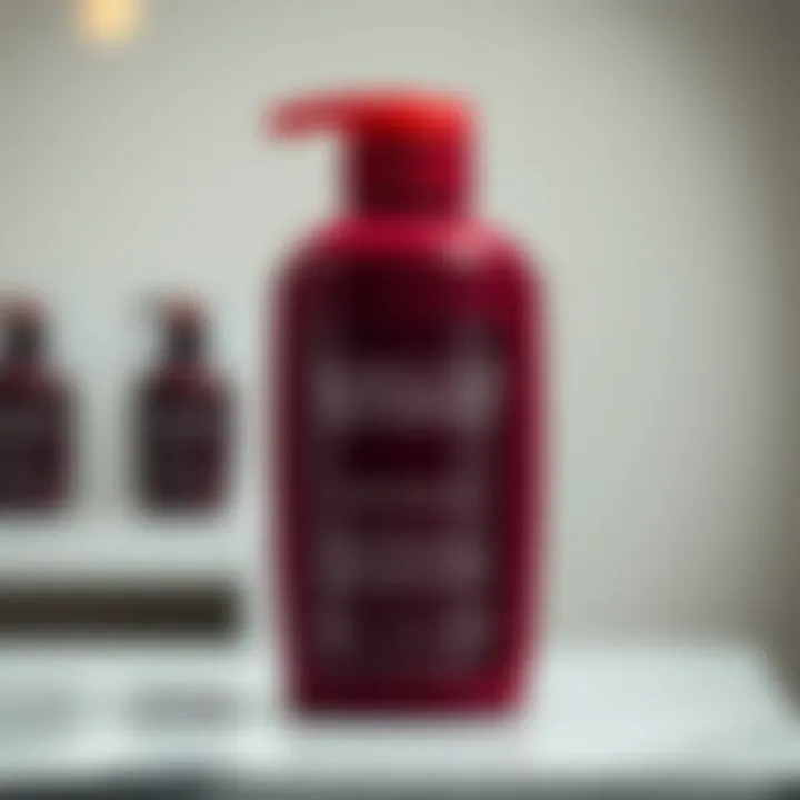 Luxurious Burgundy Shampoo Close-up of burgundy shampoo with rich color and texture