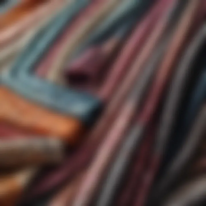 Close-up of varied fabric textures for skirts and tops