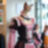 A stylish cat maid costume on a mannequin showcasing intricate details