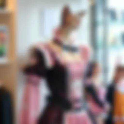 Intricate Cat Maid Costume Design A stylish cat maid costume on a mannequin showcasing intricate details