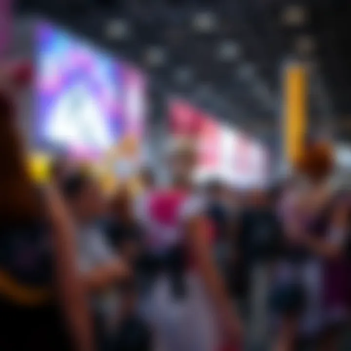 A vibrant cosplay event featuring attendees in cat maid outfits