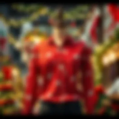 Stylish Christmas shirt displayed in a festive setting