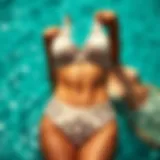 Elegant bathing suit showcasing intricate patterns