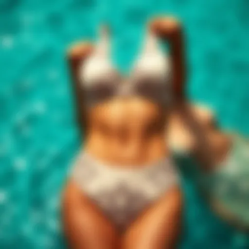 Elegant bathing suit showcasing intricate patterns