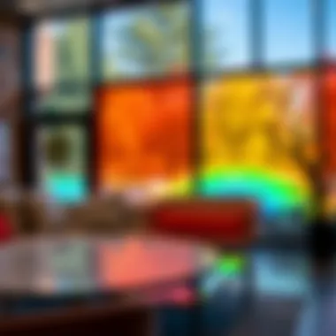 Eco-friendly options for rainbow window film displayed in a showroom