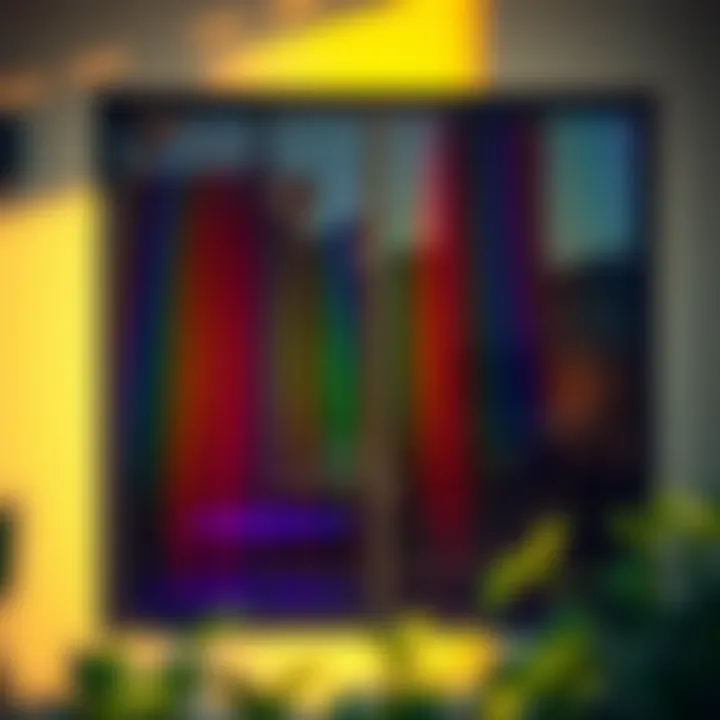 A vibrant installation of rainbow window film on a modern glass window