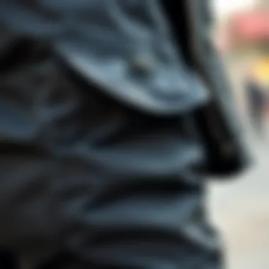 Close-up view of double pocket design showcasing functionality