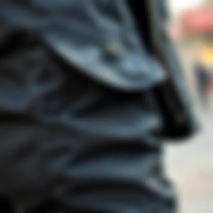 Close-up view of double pocket design showcasing functionality