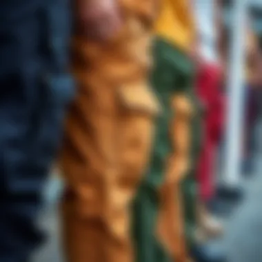 Various fabric choices for double pocket cargo pants