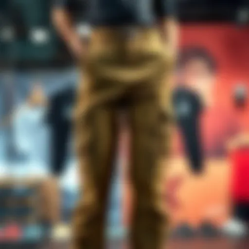 Stylish double pocket cargo pants displayed on a model