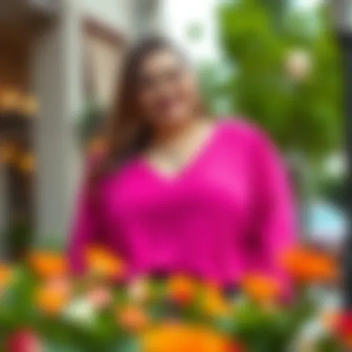 Elegant plus size top in vibrant colors