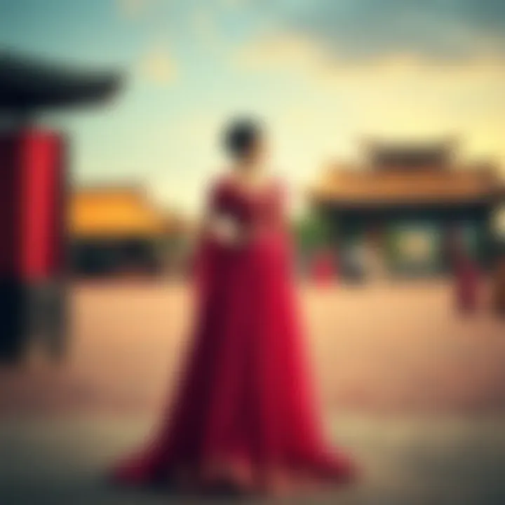 Long dress in a historical setting showcasing cultural significance