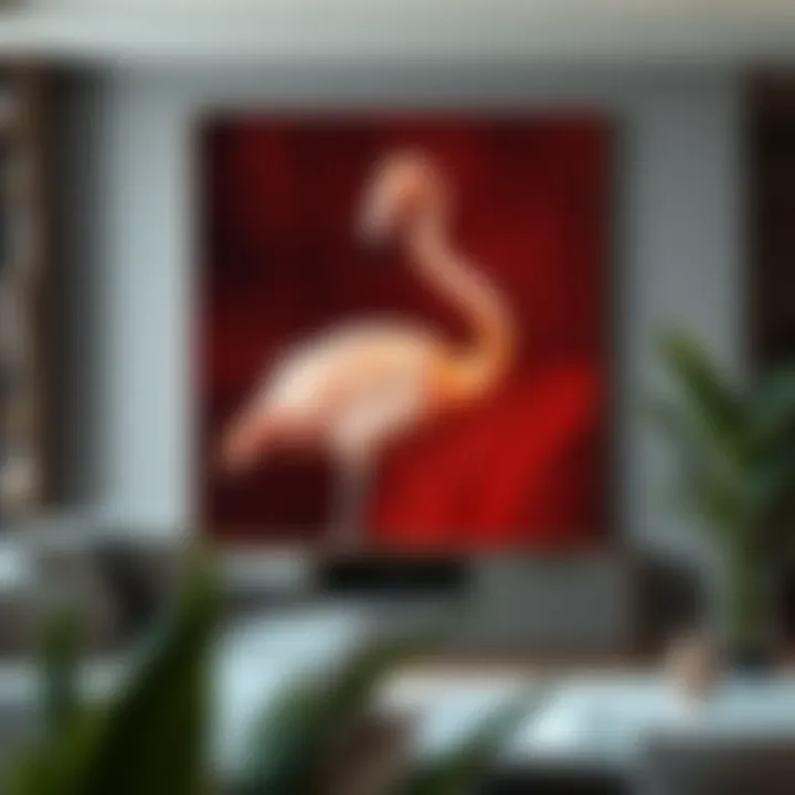 Flamingo canvas art enhancing a stylish interior space