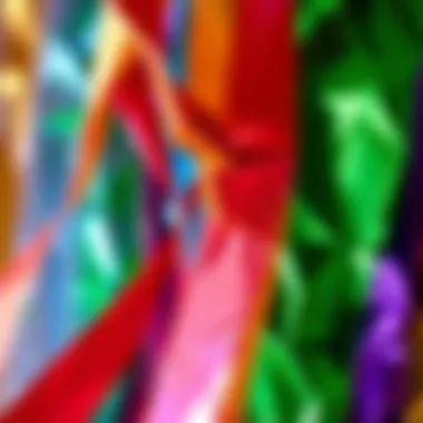Close-up of Colorful Foil Streamers Close-up of shimmering foil streamers in various colors